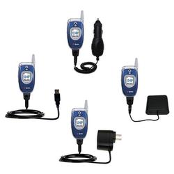 Gomadic Road Warrior Kit for the Samsung PM-A740 includes a Car & Wall Charger AND USB cable AND Battery Ext