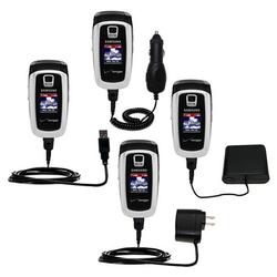 Gomadic Road Warrior Kit for the Samsung SCH-A870 includes a Car & Wall Charger AND USB cable AND Battery Ex