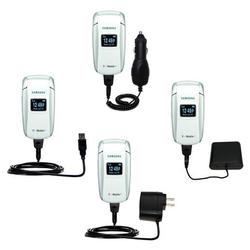 Gomadic Road Warrior Kit for the Samsung SGH-X497 includes a Car & Wall Charger AND USB cable AND Battery Ex