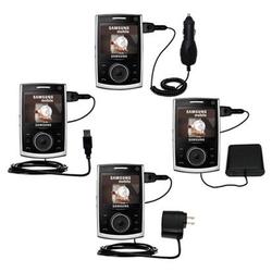 Gomadic Road Warrior Kit for the Samsung SGH-i620 includes a Car & Wall Charger AND USB cable AND Battery Ex