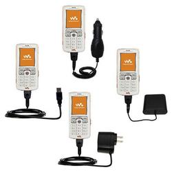 Gomadic Road Warrior Kit for the Sony Ericsson W800 W800i includes a Car & Wall Charger AND USB cable AND Ba