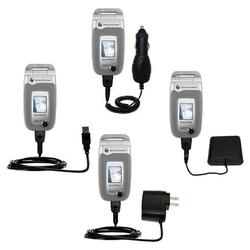 Gomadic Road Warrior Kit for the Sony Ericsson Z520a Z520 includes a Car & Wall Charger AND USB cable AND Ba
