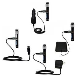 Gomadic Road Warrior Kit for the Sony Walkman NW-S205F includes a Car & Wall Charger AND USB cable AND Batte