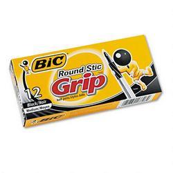 Bic Corporation Round Stic Grip™ Ball Pen, Medium Point, Black Ink, Dozen