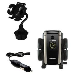 Gomadic Samsung Gleam Auto Cup Holder with Car Charger - Uses TipExchange