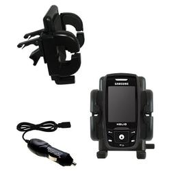 Gomadic Samsung Helio Drift SPH-503 Auto Vent Holder with Car Charger - Uses TipExchange
