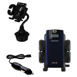 Gomadic Samsung Helio Fin Auto Cup Holder with Car Charger - Uses TipExchange