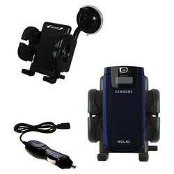 Gomadic Samsung Helio Fin Auto Windshield Holder with Car Charger - Uses TipExchange