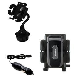 Gomadic Samsung SCH-A630 Auto Cup Holder with Car Charger - Uses TipExchange