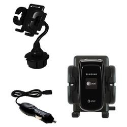 Gomadic Samsung SGH-A117 Auto Cup Holder with Car Charger - Uses TipExchange