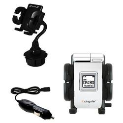 Gomadic Samsung SGH-D307 Auto Cup Holder with Car Charger - Uses TipExchange