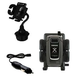 Gomadic Samsung SGH-D407 Auto Cup Holder with Car Charger - Uses TipExchange