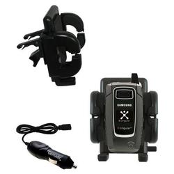 Gomadic Samsung SGH-D407 Auto Vent Holder with Car Charger - Uses TipExchange