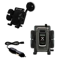Gomadic Samsung SGH-D407 Auto Windshield Holder with Car Charger - Uses TipExchange