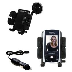 Gomadic Samsung SGH-D807 Auto Windshield Holder with Car Charger - Uses TipExchange
