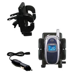Gomadic Samsung SGH-E310 Auto Vent Holder with Car Charger - Uses TipExchange