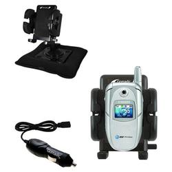 Gomadic Samsung SGH-E316 E317 Auto Bean Bag Dash Holder with Car Charger - Uses TipExchange