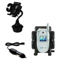 Gomadic Samsung SGH-E316 E317 Auto Cup Holder with Car Charger - Uses TipExchange