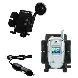 Gomadic Samsung SGH-E316 E317 Auto Windshield Holder with Car Charger - Uses TipExchange