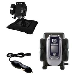Gomadic Samsung SGH-E360 Auto Bean Bag Dash Holder with Car Charger - Uses TipExchange