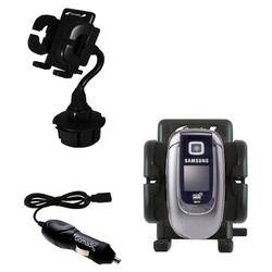 Gomadic Samsung SGH-E360 Auto Cup Holder with Car Charger - Uses TipExchange