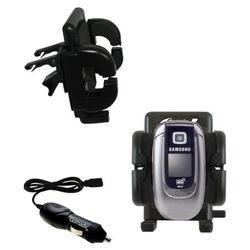 Gomadic Samsung SGH-E360 Auto Vent Holder with Car Charger - Uses TipExchange