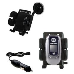 Gomadic Samsung SGH-E360 Auto Windshield Holder with Car Charger - Uses TipExchange