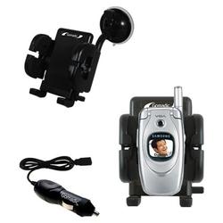 Gomadic Samsung SGH-E600 Auto Windshield Holder with Car Charger - Uses TipExchange