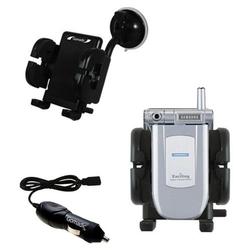 Gomadic Samsung SGH-P400 Auto Windshield Holder with Car Charger - Uses TipExchange