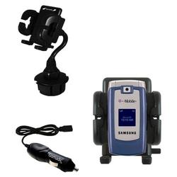 Gomadic Samsung SGH-T409 Auto Cup Holder with Car Charger - Uses TipExchange