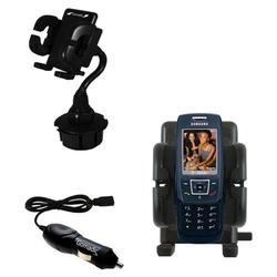 Gomadic Samsung SGH-T429 Auto Cup Holder with Car Charger - Uses TipExchange