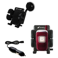 Gomadic Samsung SGH-T500 Auto Windshield Holder with Car Charger - Uses TipExchange