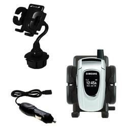 Gomadic Samsung SGH-X496 Auto Cup Holder with Car Charger - Uses TipExchange
