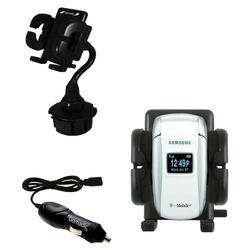 Gomadic Samsung SGH-X497 Auto Cup Holder with Car Charger - Uses TipExchange