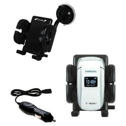 Gomadic Samsung SGH-X497 Auto Windshield Holder with Car Charger - Uses TipExchange