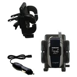 Gomadic Samsung SGH-X506 Auto Vent Holder with Car Charger - Uses TipExchange