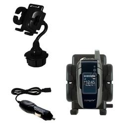 Gomadic Samsung SGH-X507 Auto Cup Holder with Car Charger - Uses TipExchange