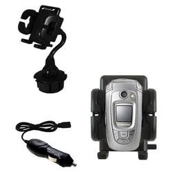 Gomadic Samsung SGH-X800 Auto Cup Holder with Car Charger - Uses TipExchange
