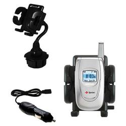 Gomadic Samsung SPH-A620 Auto Cup Holder with Car Charger - Uses TipExchange (CPM-0262-18)