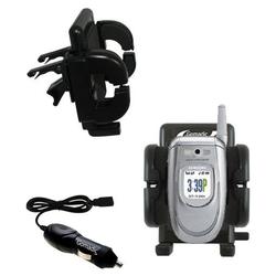 Gomadic Samsung SPH-A680 Auto Vent Holder with Car Charger - Uses TipExchange (VPM-0266-18)