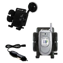 Gomadic Samsung SPH-A680 Auto Windshield Holder with Car Charger - Uses TipExchange (WPM-0266-18)