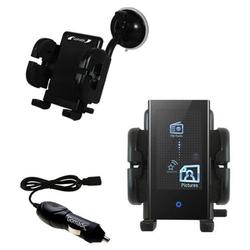 Gomadic Samsung YP-P2JABY Auto Windshield Holder with Car Charger - Uses TipExchange