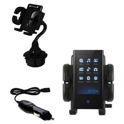 Gomadic Samsung YP-P2JCBY Auto Cup Holder with Car Charger - Uses TipExchange