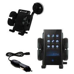Gomadic Samsung YP-P2JCBY Auto Windshield Holder with Car Charger - Uses TipExchange