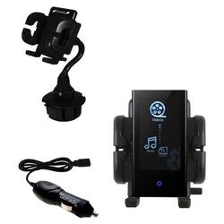 Gomadic Samsung YP-P2QB Auto Cup Holder with Car Charger - Uses TipExchange
