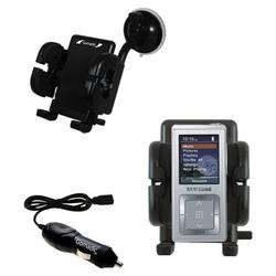 Gomadic Samsung Yepp YP-Z5 Auto Windshield Holder with Car Charger - Uses TipExchange