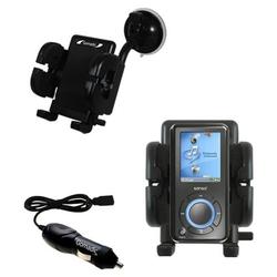 Gomadic Sandisk Sansa e260R Auto Windshield Holder with Car Charger - Uses TipExchange