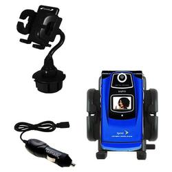 Gomadic Sanyo Katana Auto Cup Holder with Car Charger - Uses TipExchange