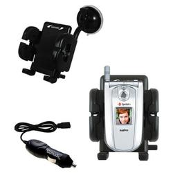 Gomadic Sanyo SCP-8100 Auto Windshield Holder with Car Charger - Uses TipExchange
