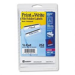 Avery-Dennison Self Adhesive File Folder Typewriter Labels, 3 7/16 x 15/16, Black, 252/Pack